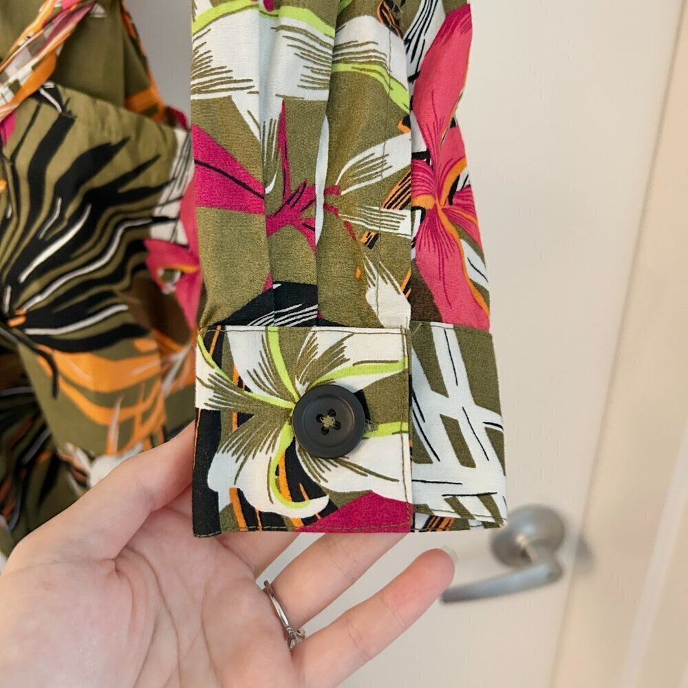 ASOS Long Sleeve Utility Tropical Print Jumpsuit Size 6 - Picture 6 of 6